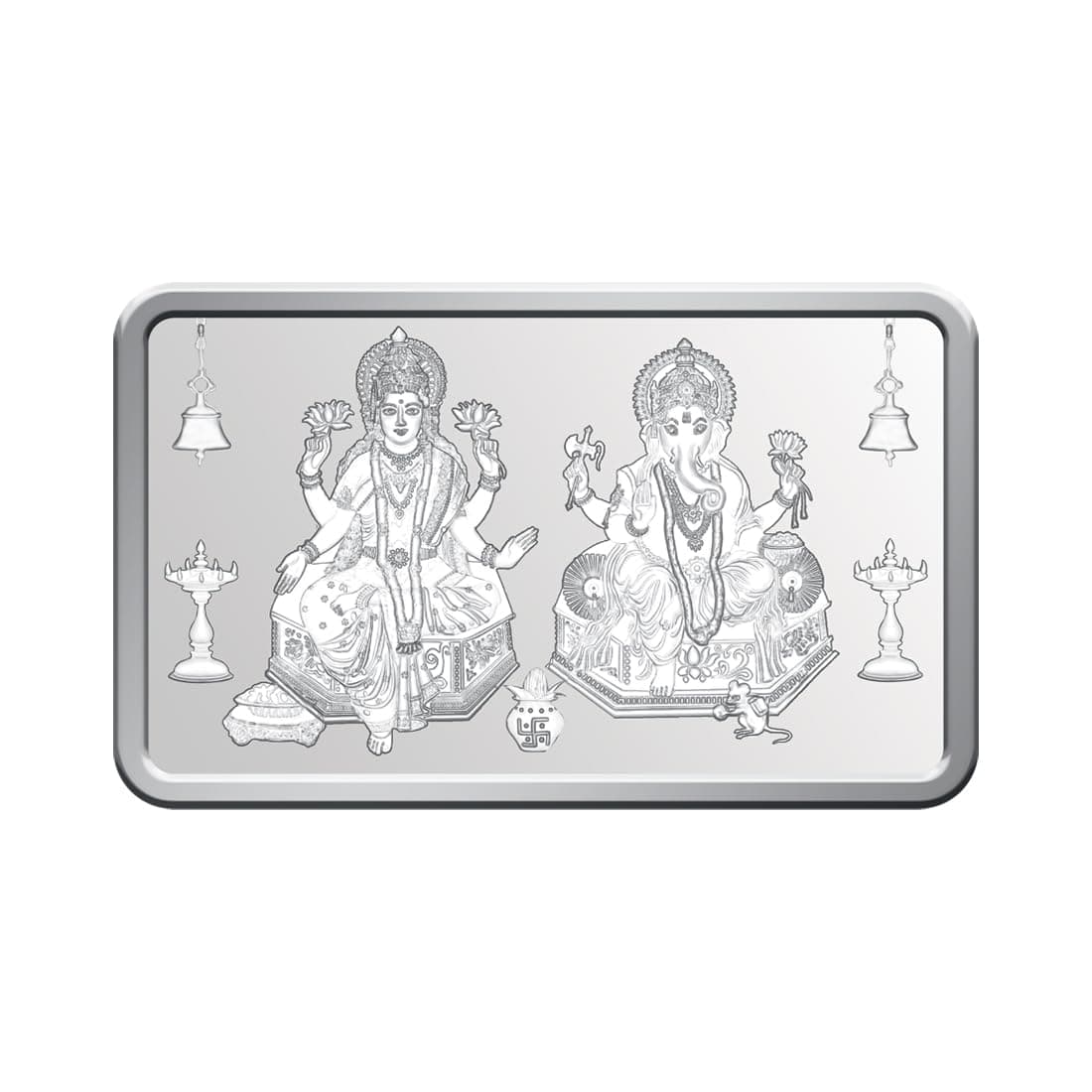 Kundan 100g (999.9) Lakshmi & Ganesh Silver Bar