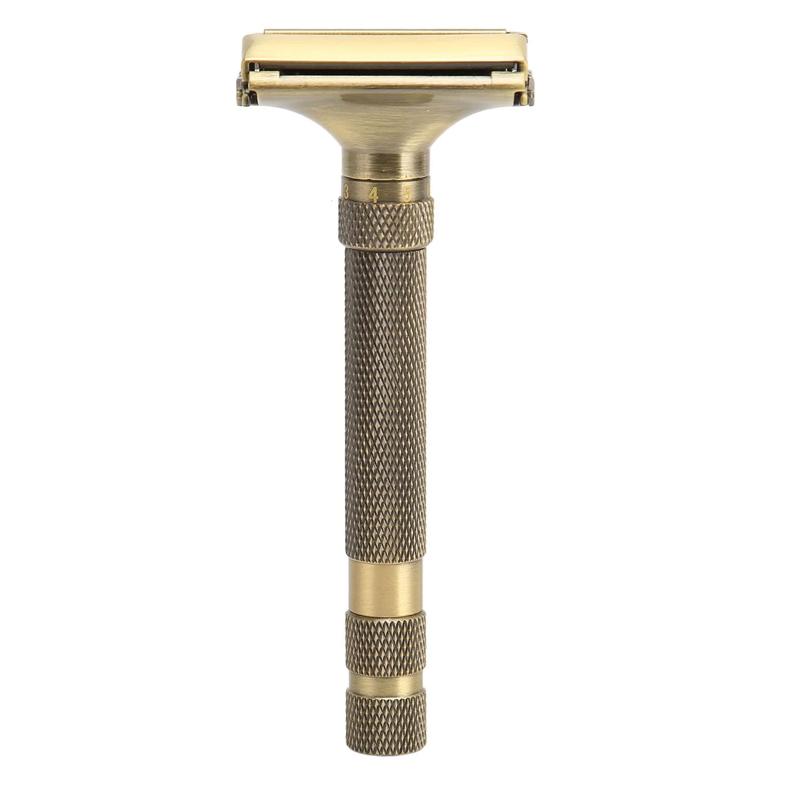 Men Manual Safety Razor, Double Edge Manual Beard Trimmer Long Handle Reusable Portable Metal Beard Clipper for Home Travel