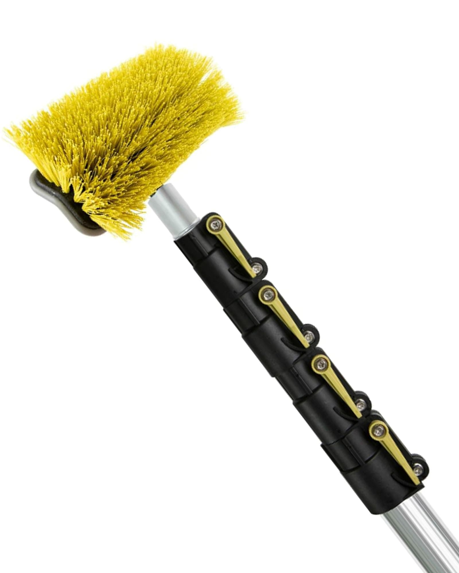 DocaPole 7-30 Foot (36 ft Reach) Extension Pole and 11” Hard Bristle Brush for House Siding, Deck, Garage, Patio and More