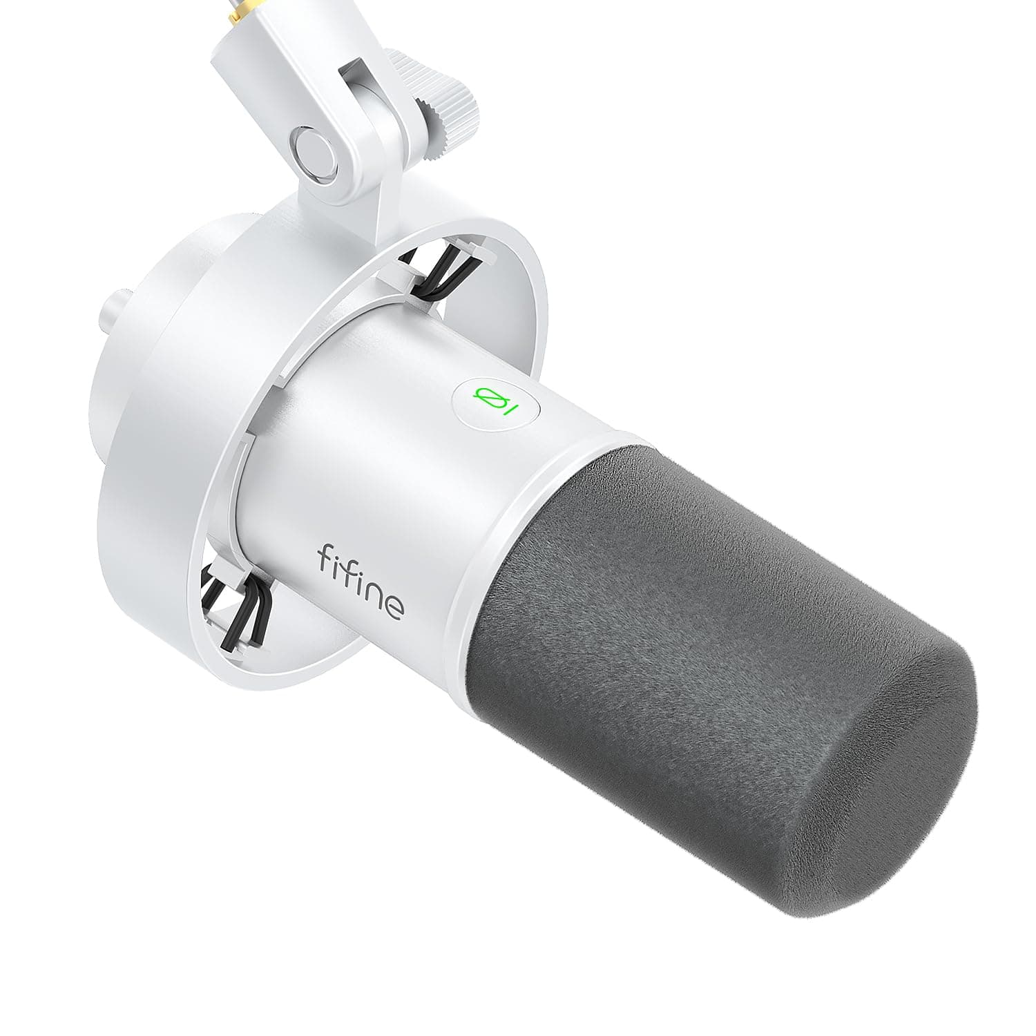 FIFINE XLR/USB Dynamic Microphone for Podcast, Vocal Recording Mic for PC with Mute Button, Headphones Jack, Gain Knob, Studio Mic for Streaming, Voice Over, Music Singing-K688 White