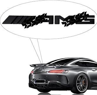 Knomix A-M-G Car Emblem Badge Replacement Accessories fit for Trunk Lid Rear Compatible with G63 C63 C43 C300 CLA CLS CLA GLA GLB GLC GLE E63 E53 E43 A45 A35 .etc Car Side Decoration (Matte Black)