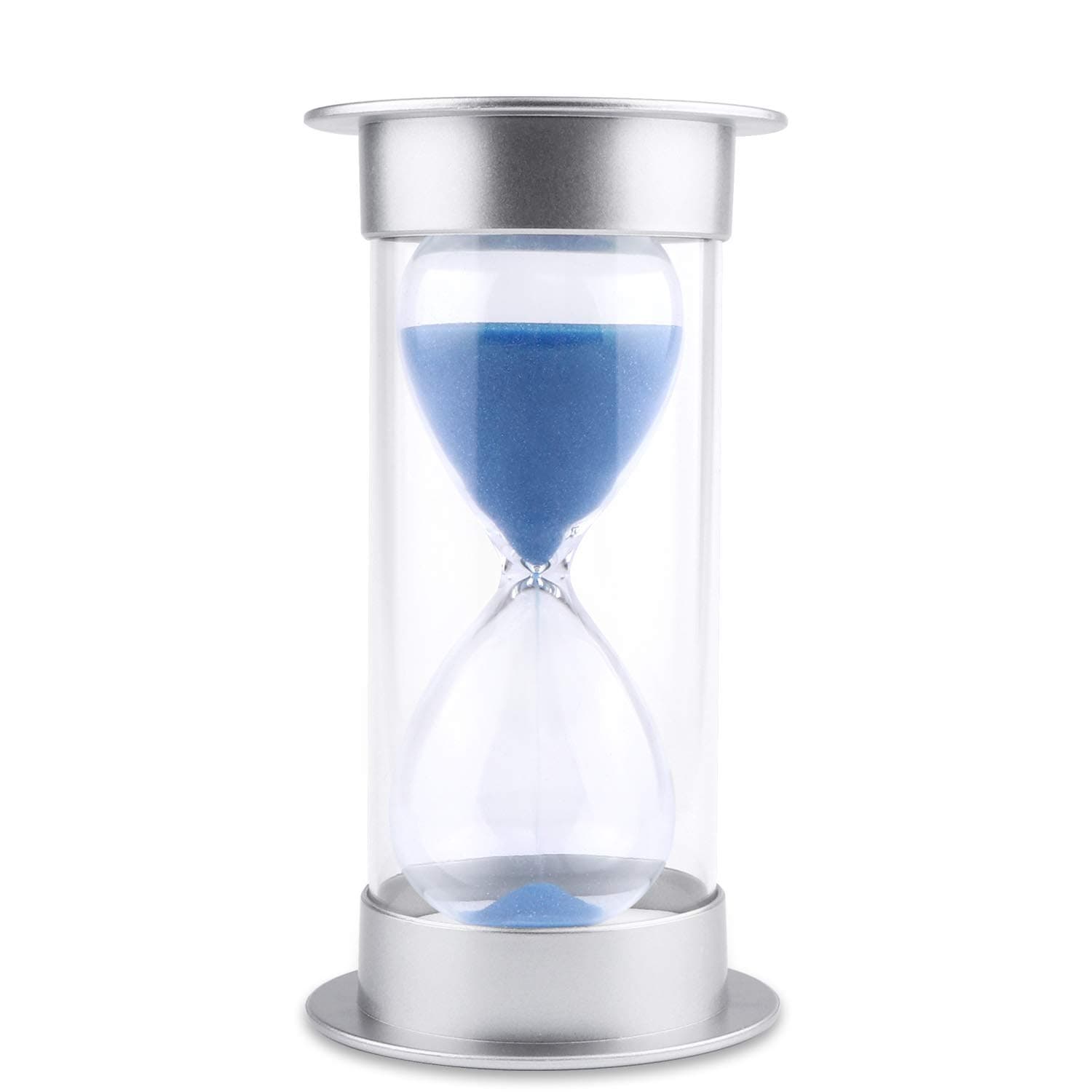 Hourglass Sand Timer 5/10/15/30/45/60 Minutes Sand Glass Timer for Romantic Mantel Office Desk Book Shelf Curio Cabinet Christmas Birthday Gift Kids Games Classroom Kitchen Home Dec (60 min, Blue)