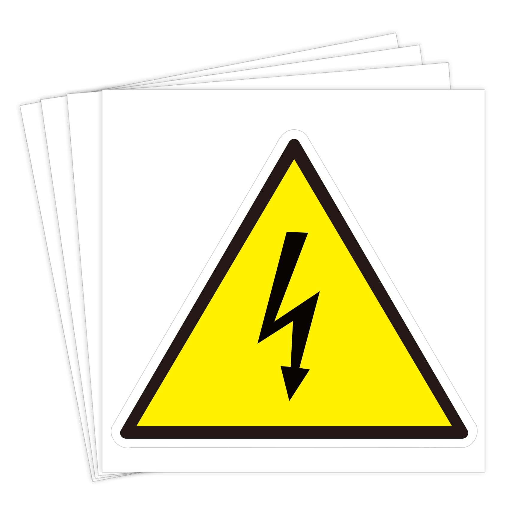 dealzEpic - Yellow Triangle Electrical Shock Hazard Risk Warning Sign - Self Adhesive Peel and Stick Vinyl Sticker - 3.94 x 3.94 inches | Pack of 4 Pcs