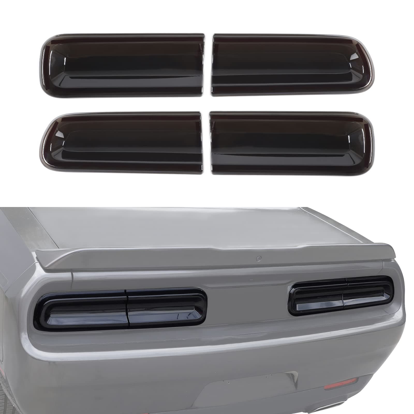 Smoked Tail Light Covers Rear Light Guards Exterior Accessories Compatible with Dodge Challenger 2015-2023