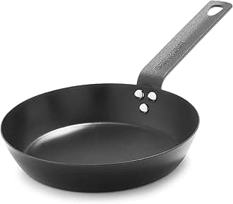 Merten & Storck Pre-Seasoned Carbon Steel Induction 20cm Frying Pan Skillet, Oven Safe up to 315°C, Black