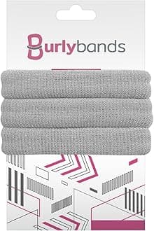 Burlybands Large Hair Ties for Thick Heavy or Curly Hair. No Slip No Damage Seamless Ponytail Holders Scrunchies Sports Thick Hair Ties (Lt Gray 3 Pcs)