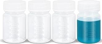 1.7oz/50ml Squeeze Bottles Wide Mouth Plastic Bottles with Lids, Graduated Food Grade PP Sample Containers for Water Sample Lab Reagent Pill Liquid Medicine Storage (Clear, 4 Pcs)