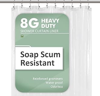 Barossa Design 60 x 72 Inches Shower Curtain Liner with 6 Weighted Magnets, Heavy Duty PEVA, 10 Grommet Holes, Waterproof, PVC Free, Clear, 60x72