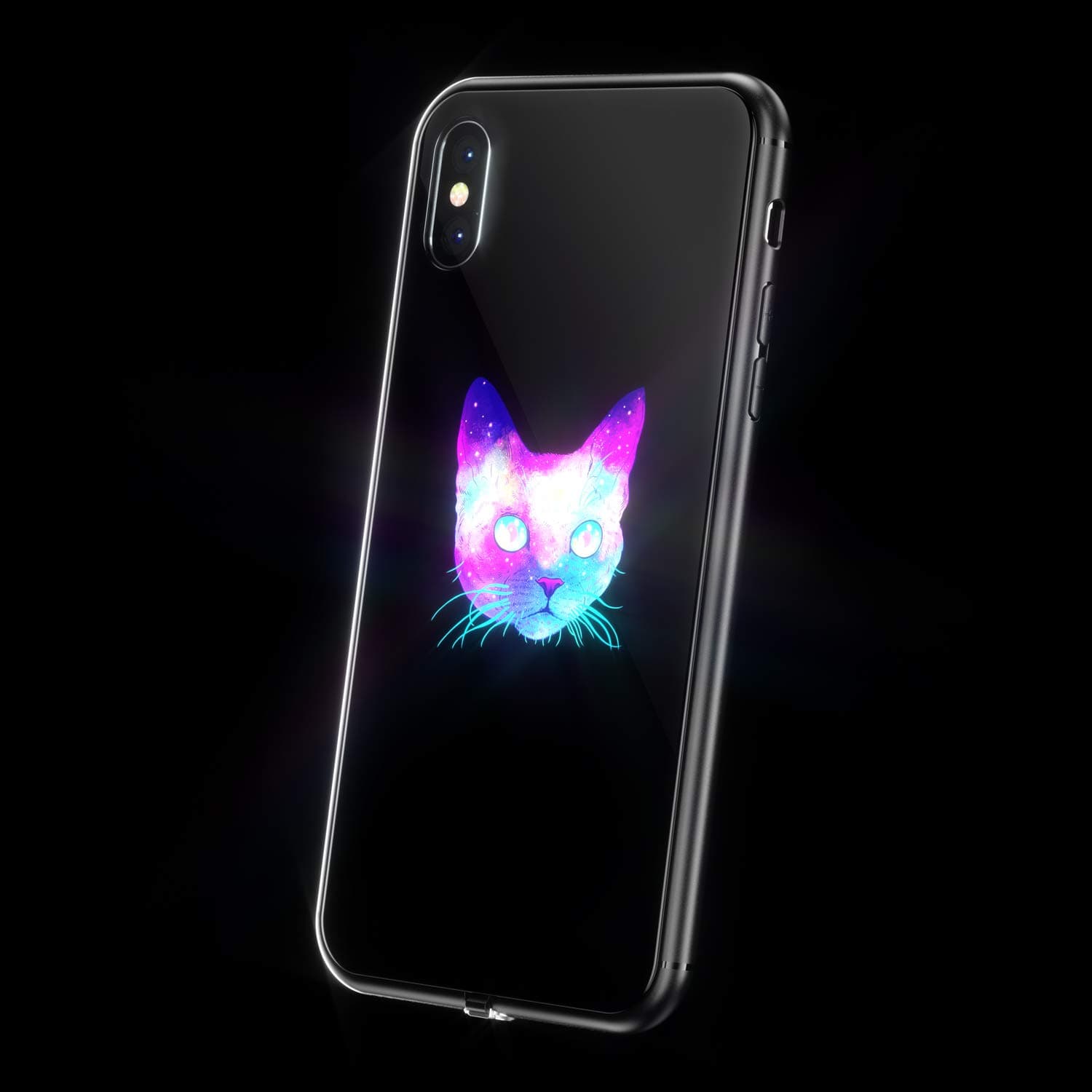 LED Light Up Case for iPhone X, WILLGOO Music-Activated Flashing iPhone Case for Self Expression, Protective Phone Cover (CAT)
