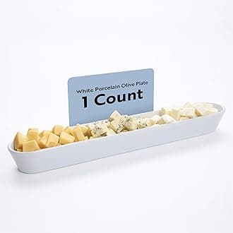 Restaurantware Siluro 16.3 Inch Olive Tray, 1 Narrow Olive Plate - Microwave-Safe, Oven-Safe, White Porcelain Narrow Serving Tray, Chip-Resistant, For Olives Or Cheeses -