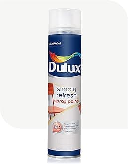 Dulux Simply Refresh Spray Paint | DIY, Quick Drying Gloss Finish for Metal, Wooden Furniture, Plastic, Walls, Cars & Bikes – 400ML (White)