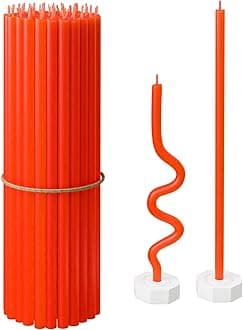 Pure Beeswax Bulk for Home - 40pcs Tall Thin Taper + 2 Holders, Honey Scent, Smokeless, Long-Burn, All Natural for Church Prayer, Hanukkah, Birthday Cake, Christmas Advent