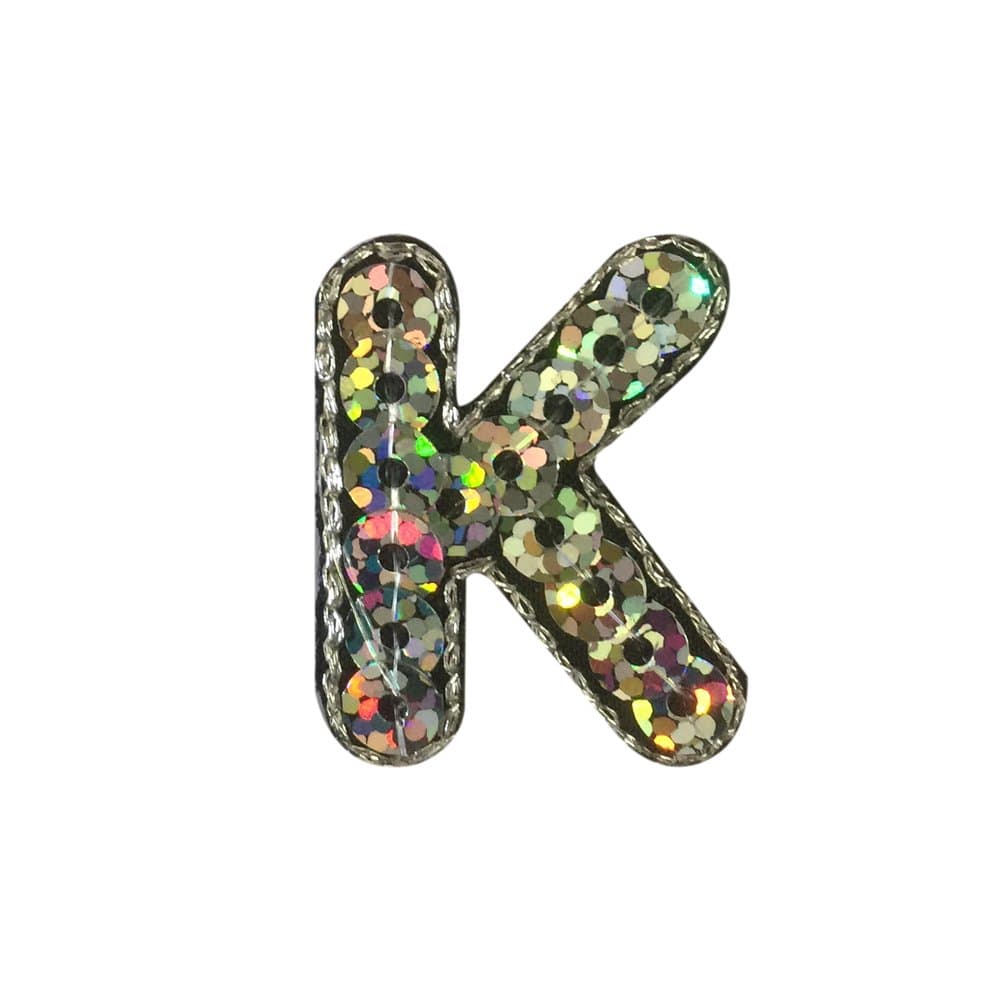1pcs Alphabet Letter Iron On Sequins Patch Badge Jeans Clothes Applique 26 Alphabet Fabric Applique Sewing Sticker 3cm (K)
