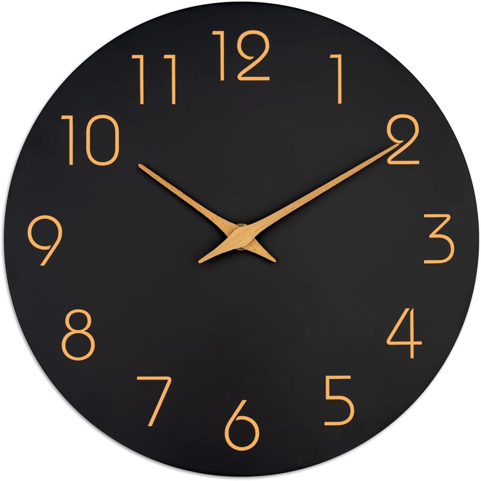 12inch Wall Clock,Wood Modern Wall Clock,Silent Non Ticking,Battery Operated,for Kitchen, Living Room, Office, Bedroom, Bathroom (Black)