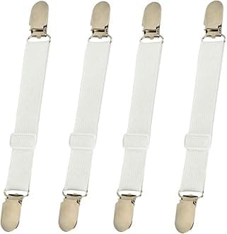 Bed Sheet Clips Straps Sheet Holder Mattress Clips, 4 Pcs Adjustable Elastic Bed Sheet Grippers Straps Suspender Fasteners Holder