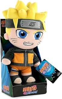 Soft Toy of the Characters of Naruto 25cm, 9'84" - Naruto, Kakashi, Sasuke, Kurama, Naruto Six Path - Super Soft Quality (Naruto with Display)