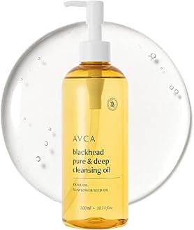 AVCA Blackhead Remover Cleansing Oil 10.14 fl oz (300 ml) – Makeup & Sebum-Dissolving Cleanser, PHA Gentle Exfoliator, Lightweight Pore Care, Korean Skincare for Normal & Oily Skin
