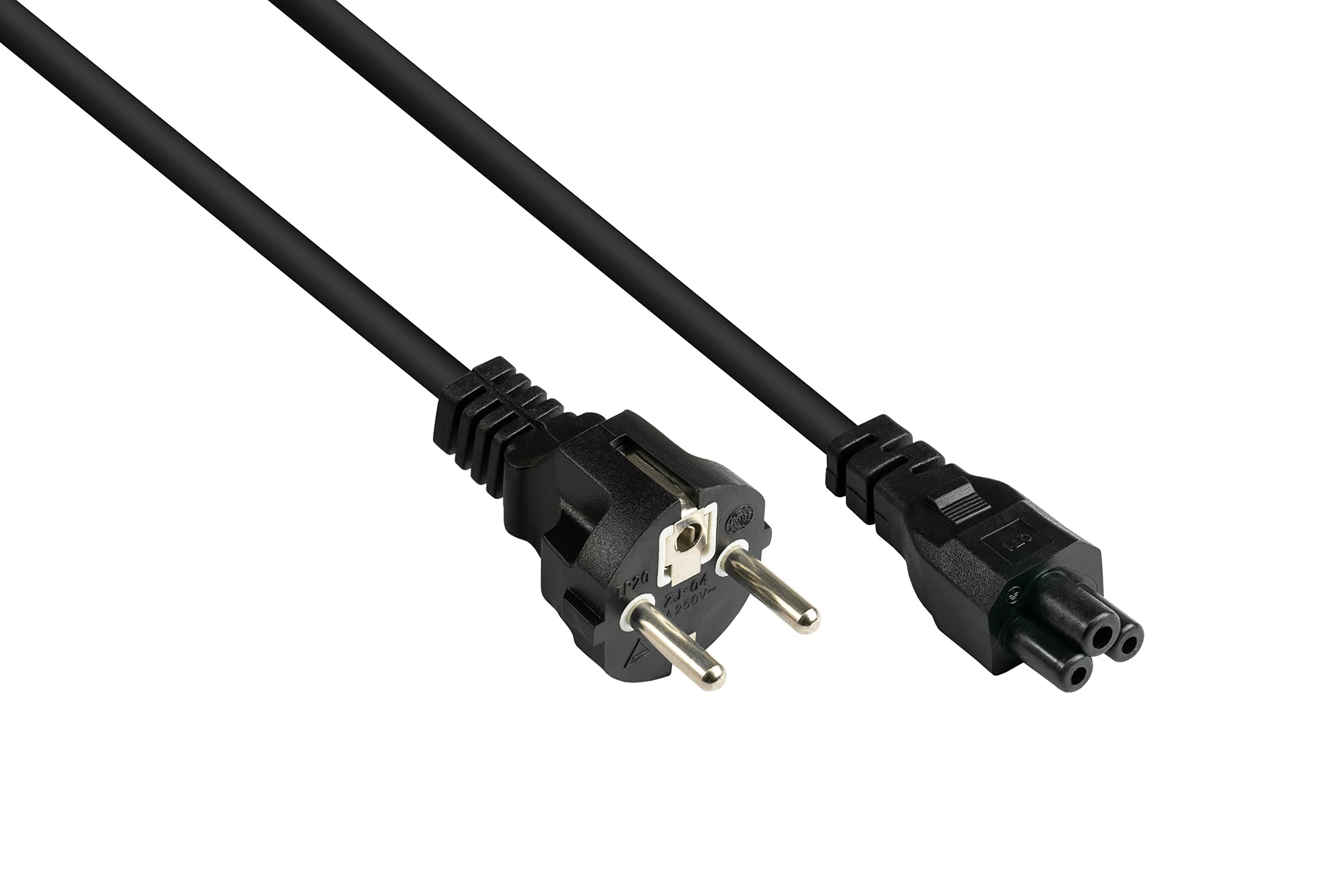 Good Connections P0005-S018 1.8 m Power Cable with Earthing Contact Plug Type E+F (CEE 7/7, Straight) to C5 (Straight) for Notebook, 0.75 mm² Black