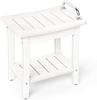 Homenjoy HDPE Shower Bench Seat, Waterproof Bathroom Shower Stool Benches for Inside Shower to Sit on, Armrest Spa Shower Chair for Elderly, Seniors, Disabled, Indoor/Outdoor Use, White