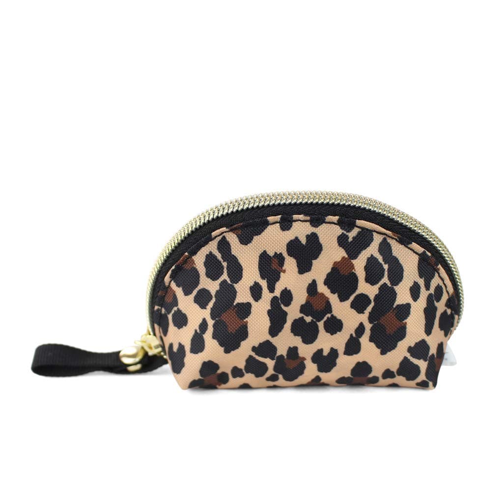 Itzy Ritzy Everything Storage Pouch; Small Zipper Pouch Holds 2 Pacifiers; Snap Handle Attaches to Diaper Bag, Stroller or Purse; Holds Earbuds, Chargers, Change or Disposable Bags (Leopard)