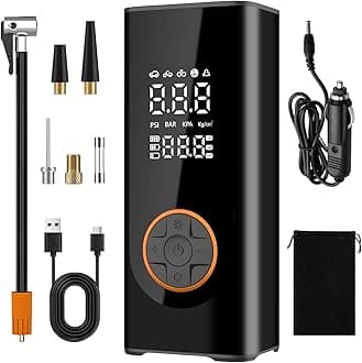 Corded/Cordless Dual Purpose Digital Tire Inflator,Portable Air Compressor,Car tyre inflator,Supports Preset Tire Pressure and Auto Shutoff,with LED Lights for Car Tires and Other Inflatable Devices