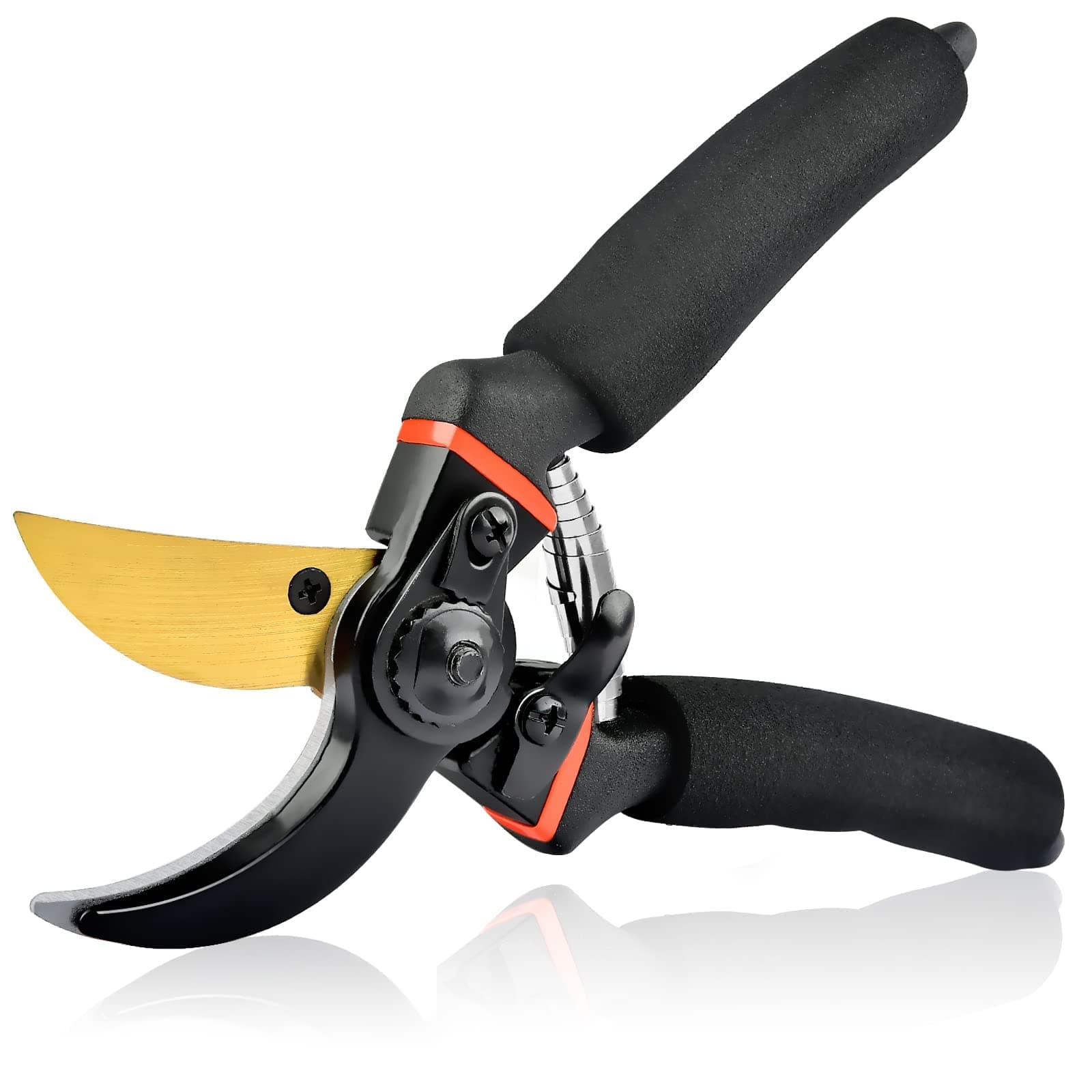 Pruning Shears for Gardening Professional Bypass Pruners and Micro-tip Scissors Sharp Stainless Steel Blade Clippers for Plant Tree Garden (Black golden eagle beak model Red and black matte model)