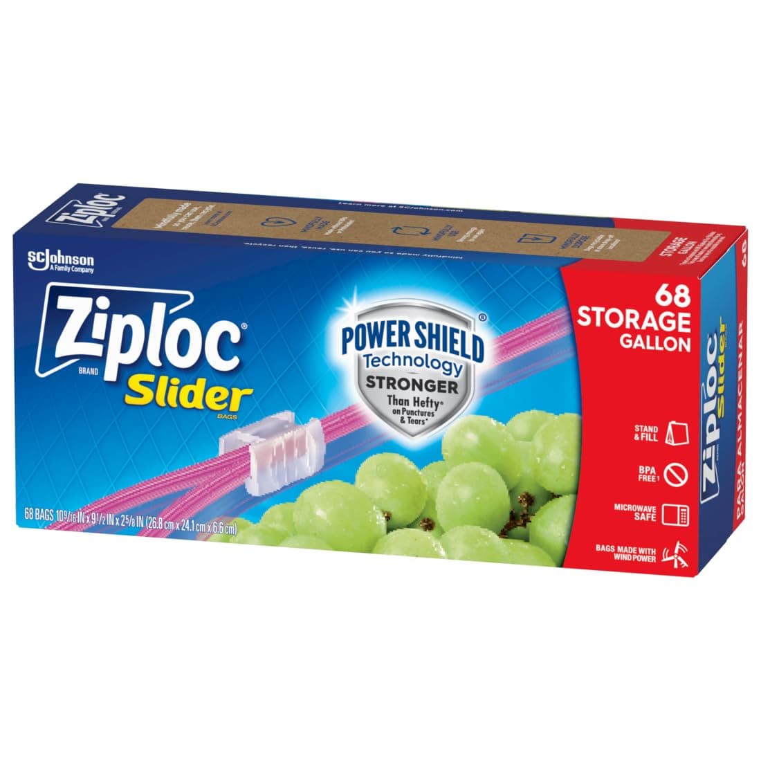 Ziploc Slider Storage Bags Gallon, 68.0 Count