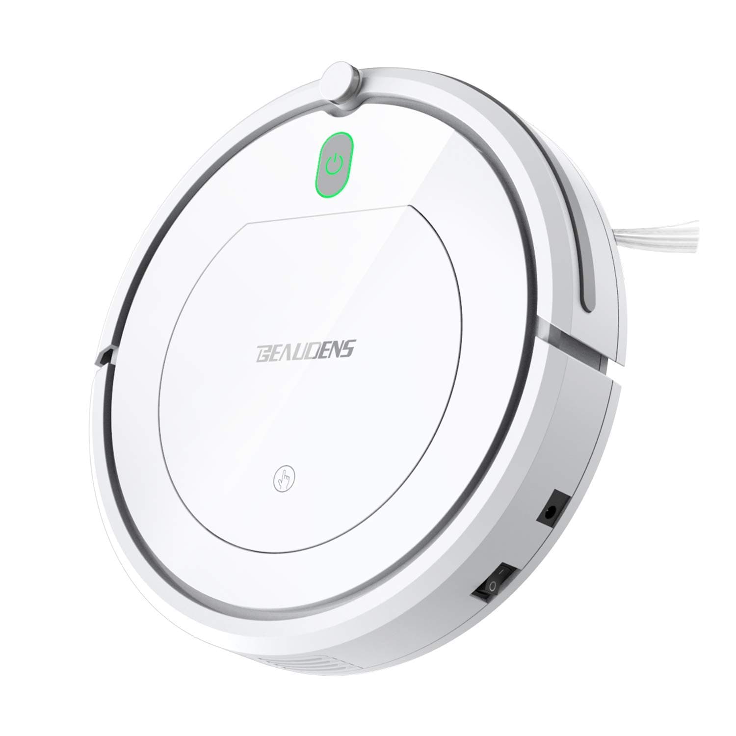 Robot Vacuum Cleaner with Slim Design, Tangle-Free for Pet Hair and Long Hair, Automatic Planing for Home Tile Hardwood Floors and Low Pile Carpet, White