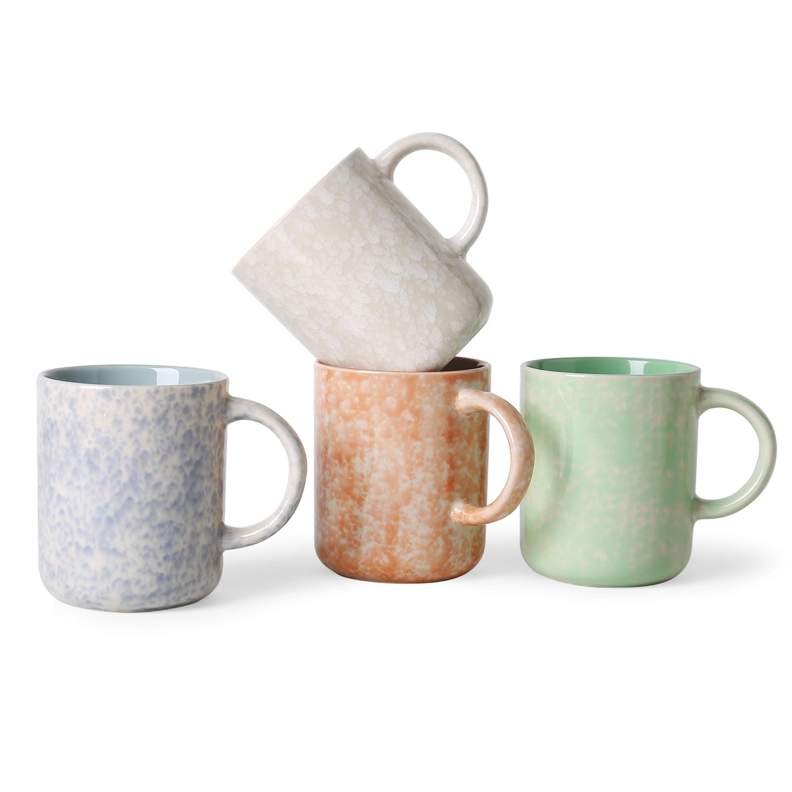 MONITO 17 OZ Coffee Mugs Set of 4, Ceramic Modern Coffee Mugs Set with handle for Tea/Latte/Milk/Cocoa.