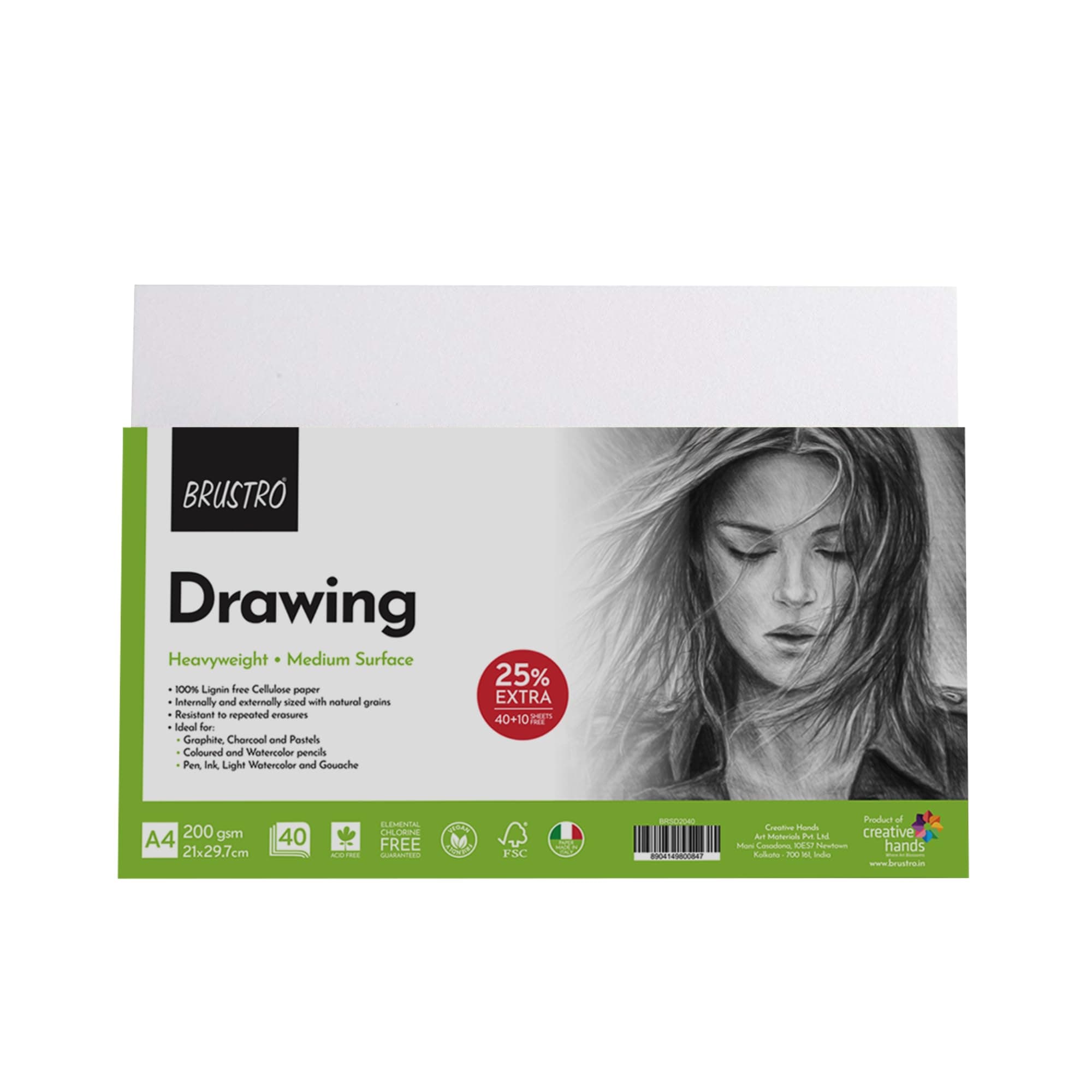 Brustro Sketching & Drawing Papers 200 GSM A4 (40+10 Sheets Free)
