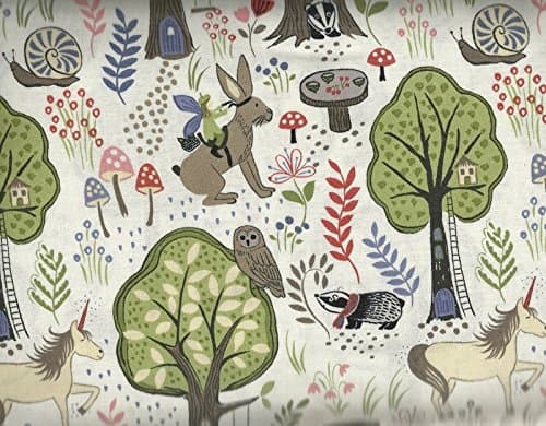 Enchanted forest animals children woodlands fabric