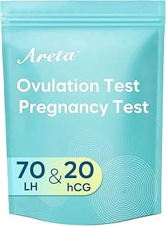 Areta Ovulation & Pregnancy Test Strips: 70 Ovulation Strips & 20 Pregnancy Tests Combo Kit | Accurate at-Home Fertility Tracker | Highly Sensitive Early Pregnancy Detection | 70 LH + 20 HCG