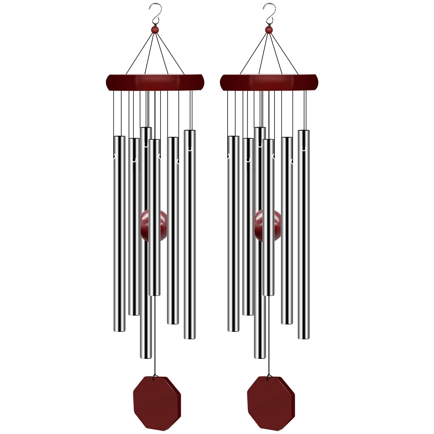 2 Pack Pgzsy Memorial Wind Chimes Outdoor Large Deep Tone, Elegant Sympathy Wind-Chime Personalized with 6 Tuned Tubes for Garden Patio Balcony and Home