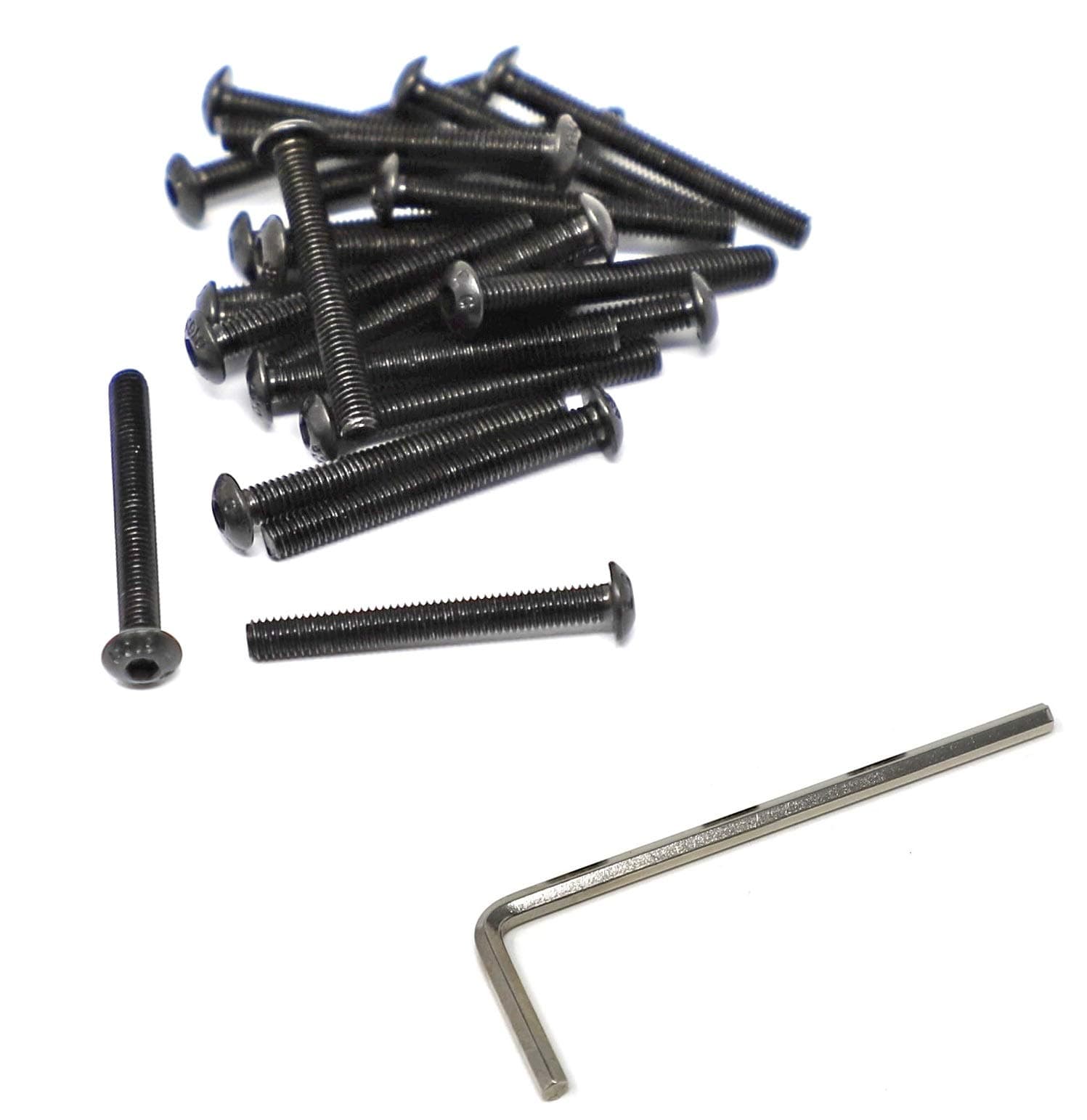 iexcell 50 Pcs M3 x 25 Thread Pitch 0.5 mm Alloy Steel 10.9 Grade Hex Socket Button Head Cap Screws Bolts Kit, Black Oxide Finish
