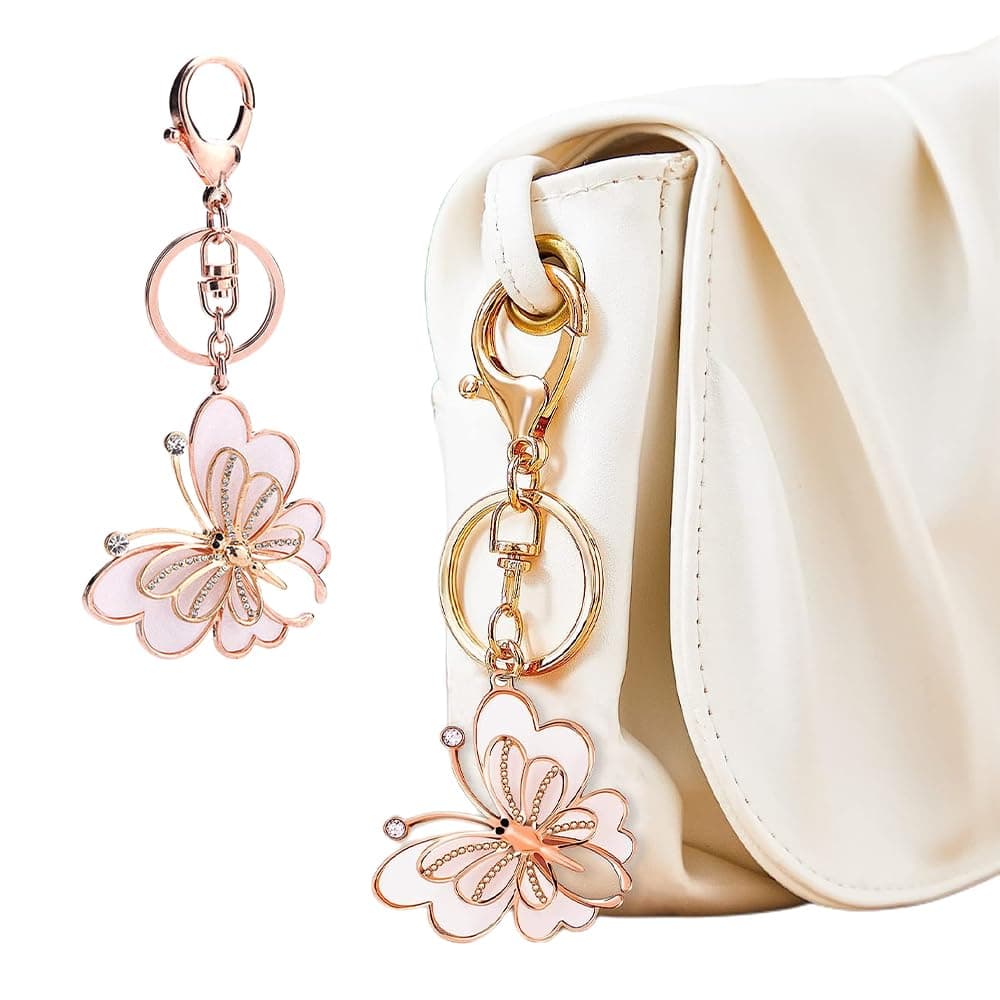 Butterfly Keychain, Cute Key Chain, 1 Set Butterfly Gift, Key Chain For Girls, Stylish Keychain For Bike, Car Key Chain, Bag Charms For Sisters & Friends