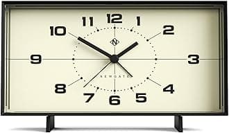 Wideboy alarm clock | Rectangular retro design | Black | Mid-century dial | Ideal for bedside, desk, mantel or shelf | Retro bedroom & office accessory