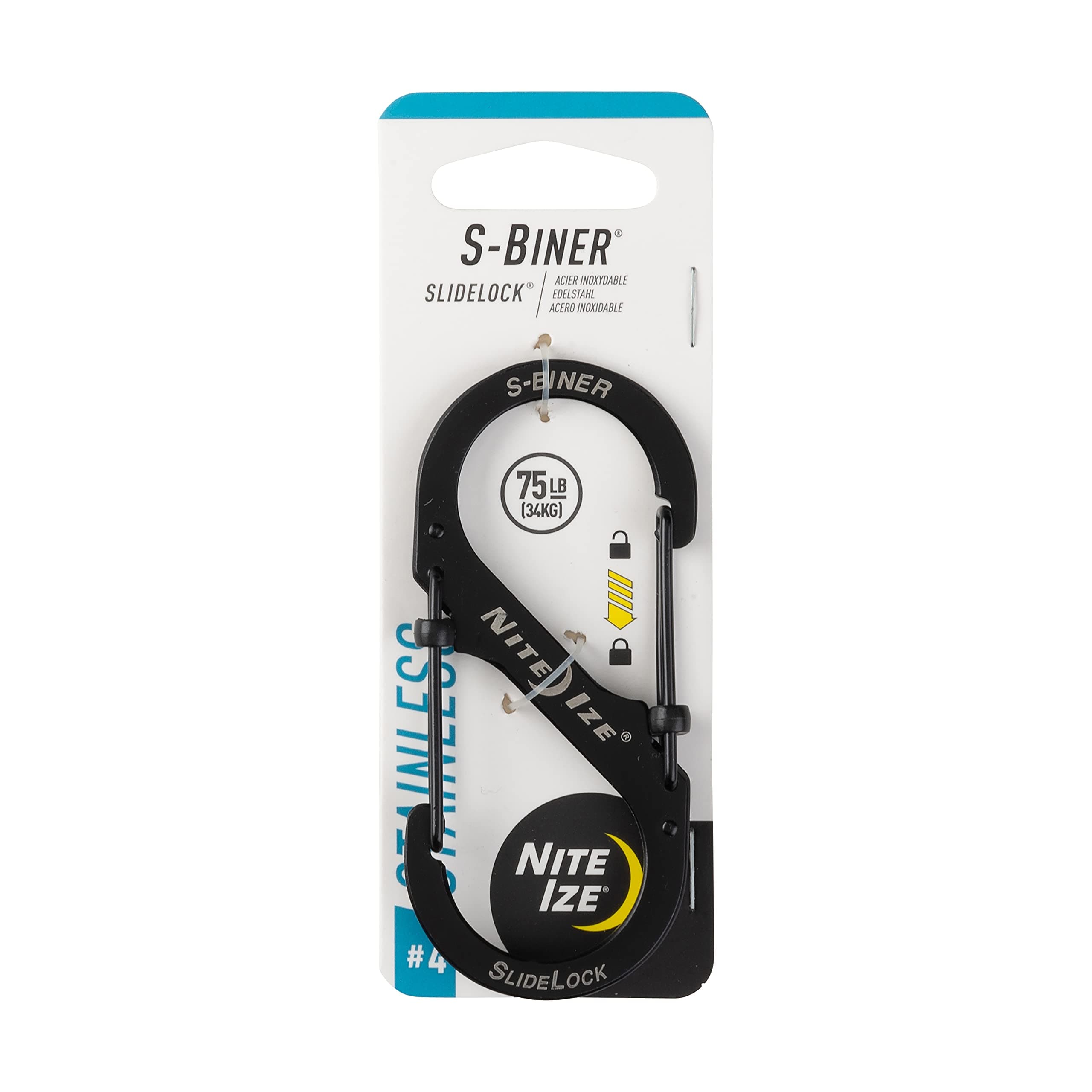 LSB4-01-R3 LSB4-11-R3 S-Biner Slide Lock Carabiner, Black, #4