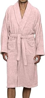 Superior Unisex Egyptian Terry Cotton X-Large Bath Robe, Pink, Long-Staple Combed