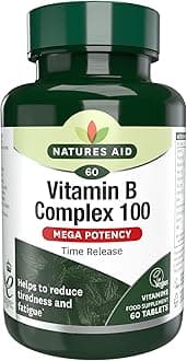 Natures Aid Vitamin B Complex 100mg – High Strength B Vitamins for Energy, Metabolism, Nervous System & Immune Support – Vegan, Gluten-Free, Non-GMO – Natural Supplement – 60 Tablets