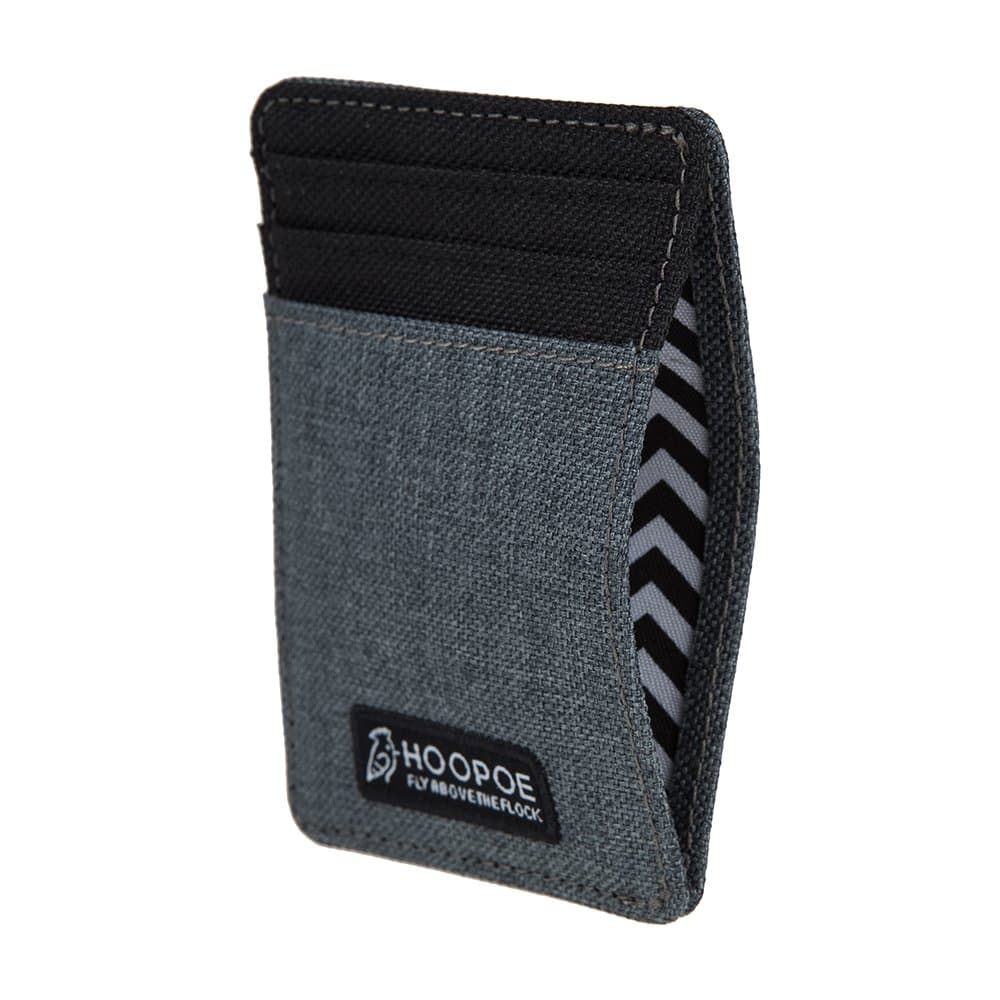Hoopoe Tiny-Mik Gray Grey & Black Card Money Front Back Pocket Holder Water Resistant 4 Slots & Middle Bill/Card Slot Men’s & Women's Minimal Slim Wallet Thin Super Minimalist Wallets Case Cover
