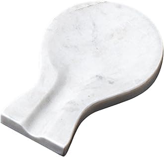 Creative Home 7.9" L x 5.4" W Natural Creamy White Marble Spoon Rest