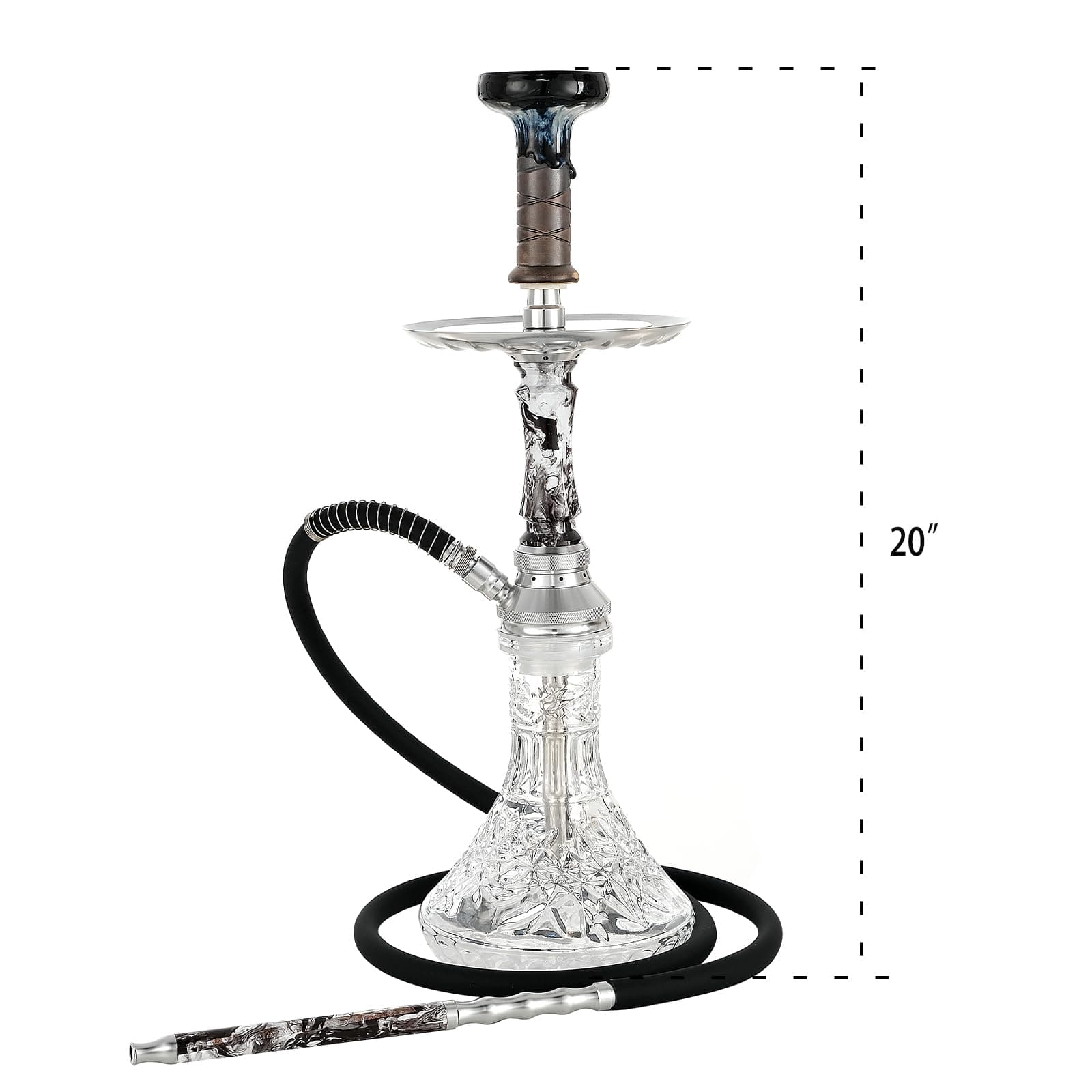 Multifunction Hookah Set with Complete Hookah Accessories Set—Upgraded Silicone Hookah Hose Ceramic Bowl Glass Vase Pre-punched Holes Foils,Upgraded Aluminum alloy Shisha Hookah Set(Gold)
