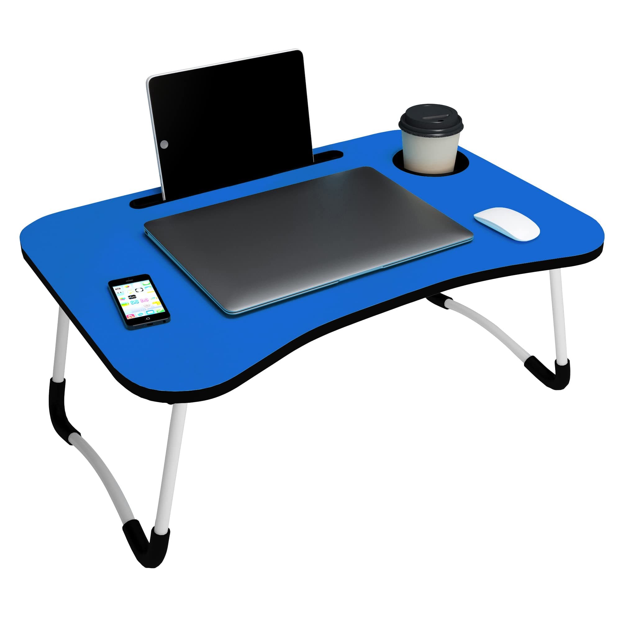 Story@Home Multipurpose Foladable Adjustable Portable Wooden Laptop Table Study Table Bed Table Activity Table Lapdesk with Dock Stand Coffee Table (Light Blue)
