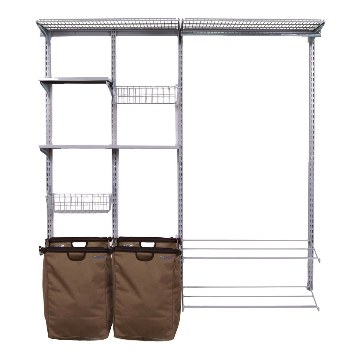 Triton Products 1750 Storability Garment Wall Mount Storage System 66-Inch L by 63-Inch H with 2 Shop/Rag Bags, Boot Rack, 2 Wire Shelves, 2 Wire Baskets, 2 Steel Shelves and Hardware