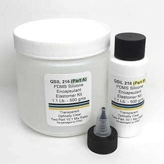 Clear Liquid Silicone PDMS Elastomer Encapsulant, 1.1 Lb - 500 Gram Kit, Includes Part A Base and Part B Curing Agent, 10:1 Mix Ratio