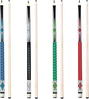 Pool Sticks Set of 4 and Pool Sticks Set of 2 with 13mm Cue Tip 58" Pool Cue with Rubber Anti-Skid Sleeve