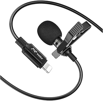 PoP voice Microphone for iPhone Professional Lavalier Lapel Omnidirectional Microphone for iPad, iPod,Wired Condenser Mic for iPhone Video Recording, YouTube, Interview, Podcast,Vlogging(19.6 Feet)