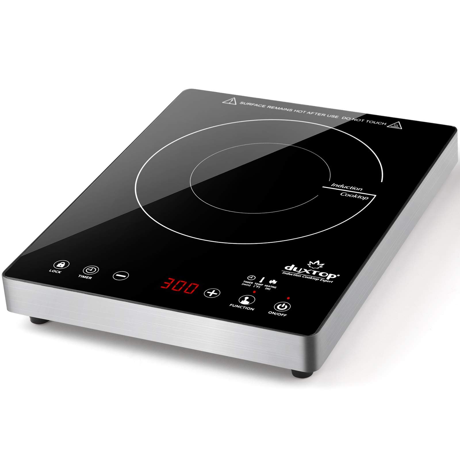 Portable Induction Cooktop, High End Full Glass Induction Burner with Sensor Touch, 1800W Countertop Burner with Stainless Steel Housing, E200A, Black