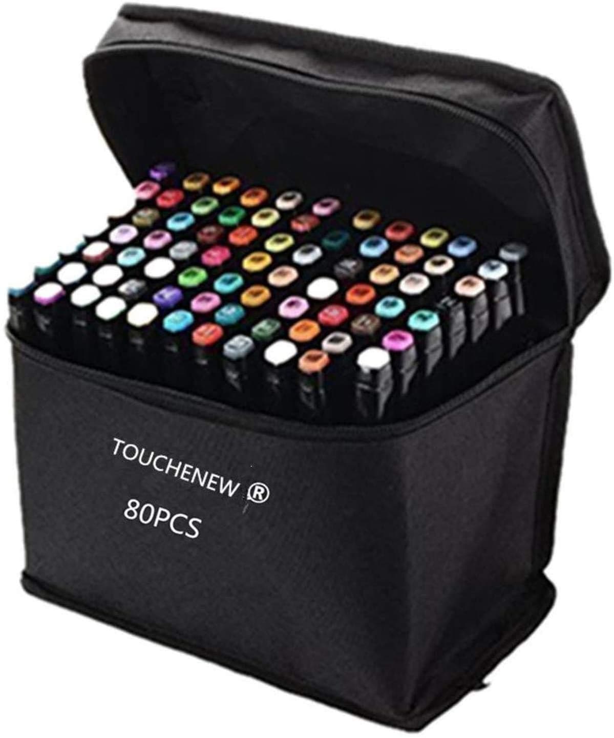 Marbeine TOUCHFIVE TOUCHNEW Marker Animation generation 80 Dual Tip Brush Markers in Bag (5 Pack) Black