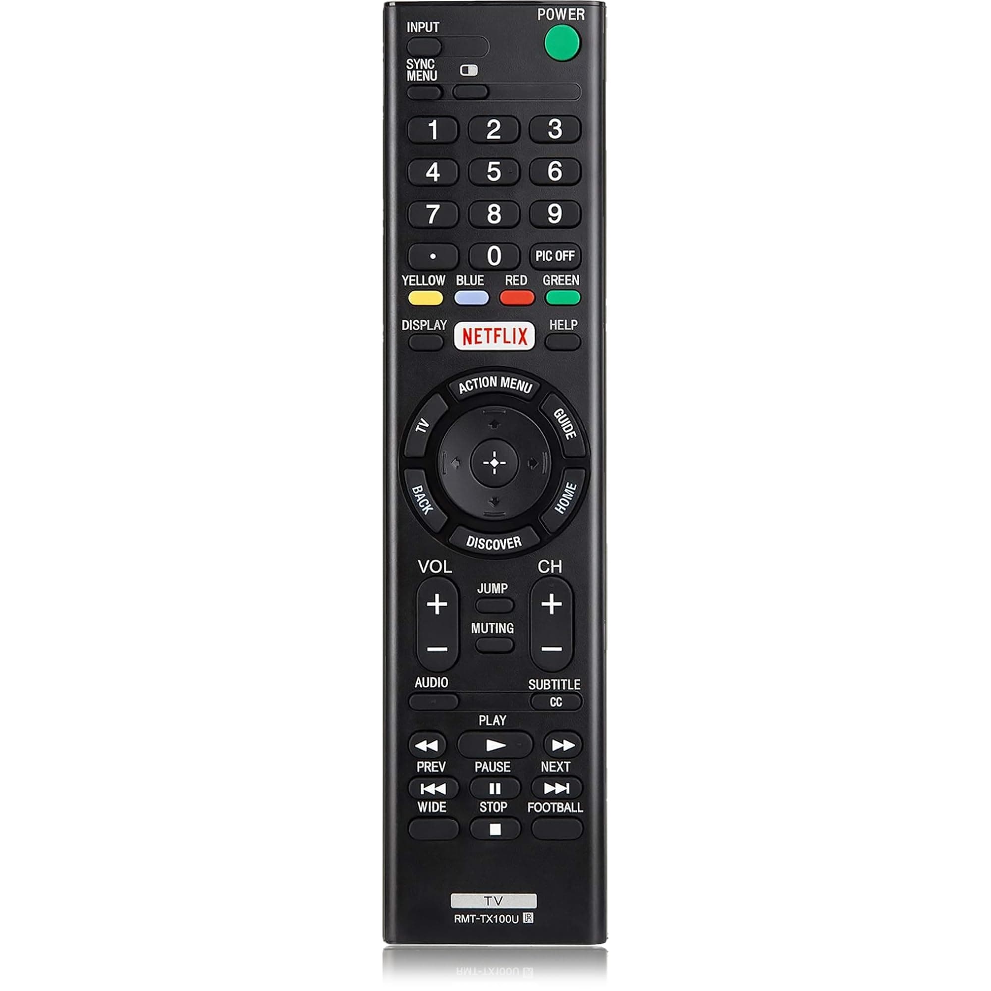 RMT-TX100U Sony TV Remote - Replacement for All Bravia LCD LED HD Smart TVs With Netflix Button